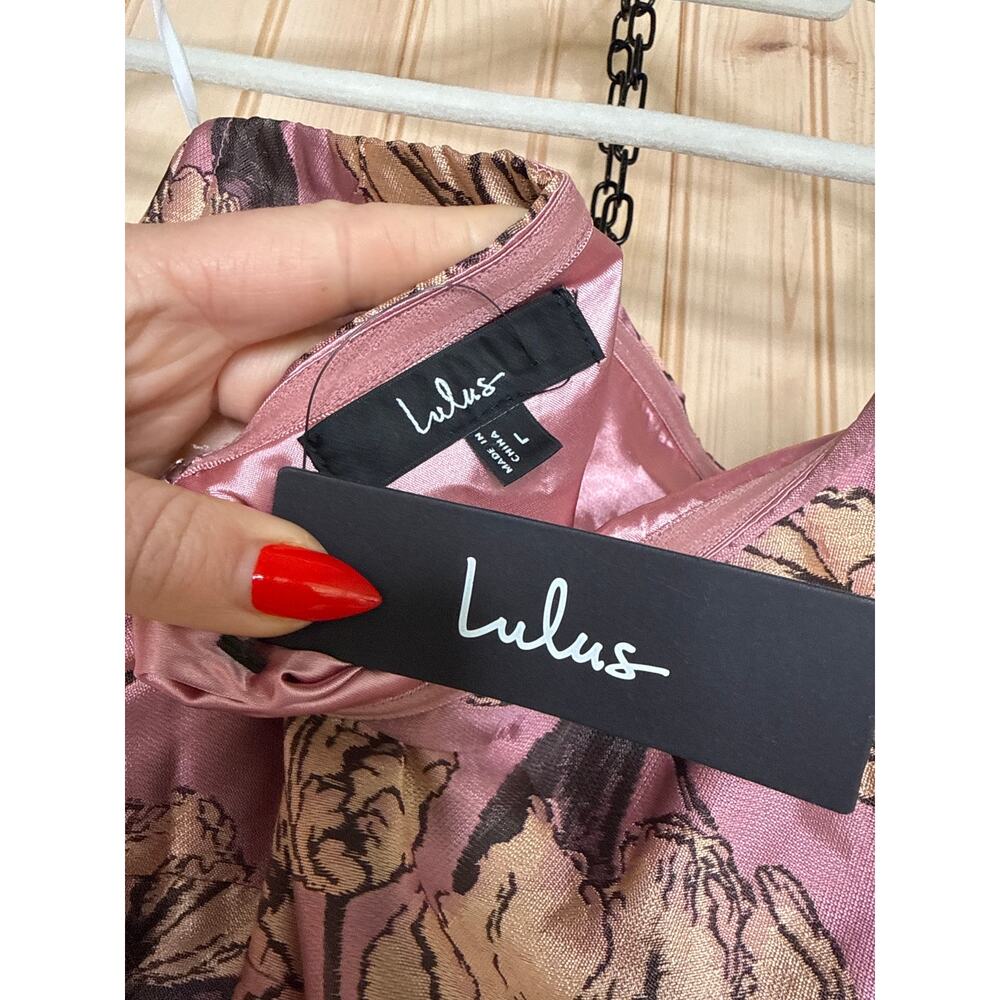 NWT Lulus Gowning Around Mauve Floral Jacquard Strapless Maxi Dress Party Gala L - Picture 9 of 10